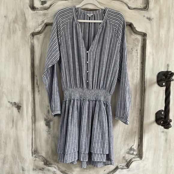 Rails Jasmine Dress Linen Blend Blue & White Stripe Size Large NEW - Picture 9 of 14